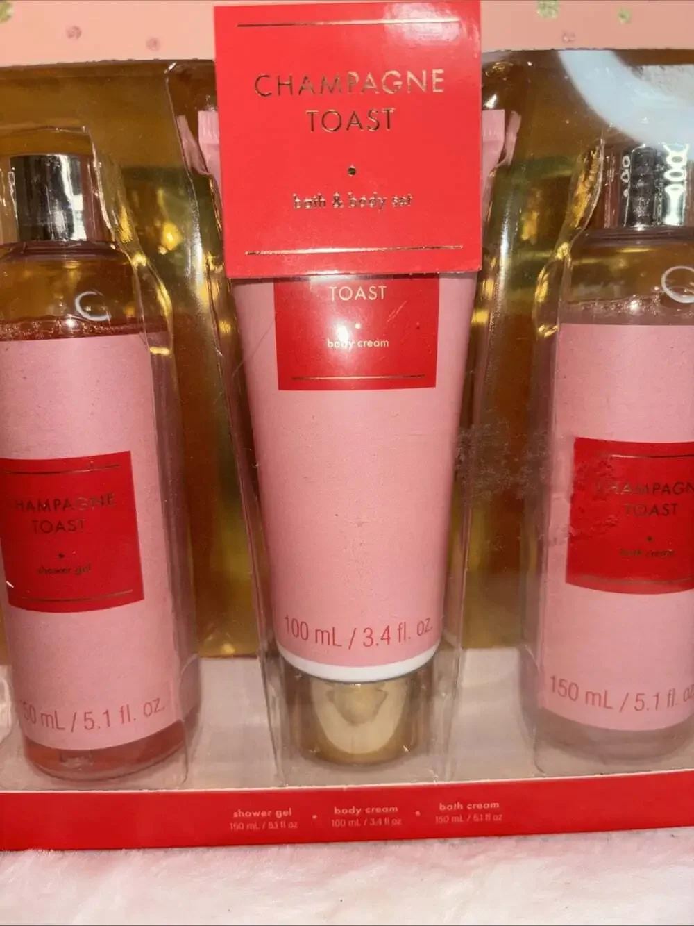 3 Piece Boxed Set CHAMPAGNE TOAST Bath & Body Works Bath Body Cream Shower Gel